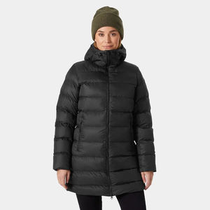 Parka d'hiver matelassée en duvet pour femmes noires de qualité supérieure avec capuche réglable, veste gonflée en duvet, chaude et rembourrée - Product Image 1