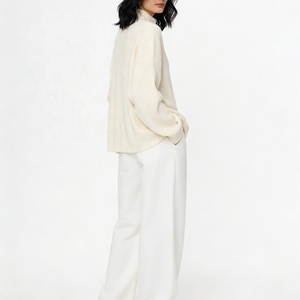 Women's Knitted Zipper Front Cardigan Stand Collar Full <b>Sleeve</b> Casual Solid Color Anti-Pilling Design - Product Image 5