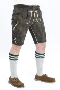 Bavarian Leather Lederhosen <b>Shorts</b> New <b>Mens</b> Bavarian Ledhosen <b>Brown</b> Oktoberfest Lederhosen All Sizes - Product Image 4