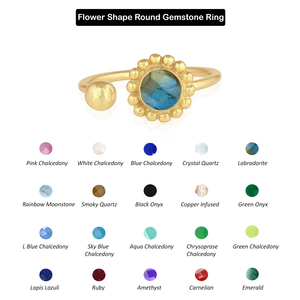 925 Sterling Silver Dainty Gemstone Flower Design <b>Ring</b> Romantic Bohemian Faceted Pink Chalcedony for Wedding Parties Wholesale - Product Image 6