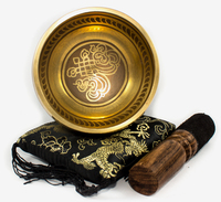 Ensemble complet de bols chantants tibétains religieux en bronze sculptés à la main pour la méditation et le yoga, avec mallette et coussin pour une sérénité accrue