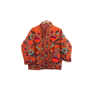 Suzani เสื้อแจ็คเก็ตผ้าฝ้ายปักลายดอกไม้, เสื้อโค้ทผ้าฝ้ายระบายอากาศลายดอกไม้สบายๆสำหรับฤดูหนาว - Product Image 1