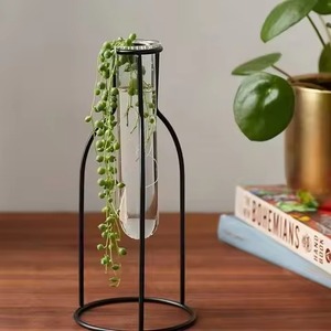 Décoration de bureau à domicile Ornements floraux Fer forgé Verre Tube à essai Hydroponique Vase Ensemble de 3 - Product Image 2