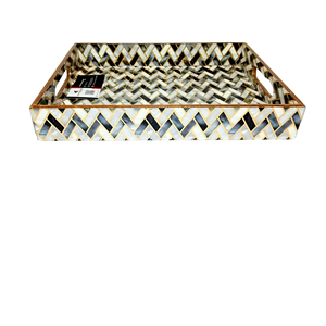 Lot de 3 plateaux de service en bois émaillé imperméable plateau à café en MDF artisanal taille 15x11x2 pouces - Product Image 2