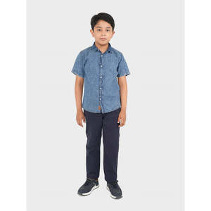 เสื้อเชิ้ตชิโนผ้าทวิลสีกรมท่าสำหรับผู้ชาย ยี่ห้อ TAWFIQ ลายเรียบ ย้อมสีพื้น - Product Image 1