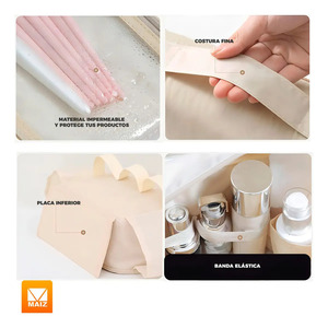 Borsa per Cosmetici e Articoli da Toeletta, Organizer da Viaggio Portatile, Forma Rettangolare, Design in Tessuto Liscio - Colori Assortiti 8-8.9 pollici - Product Image 6