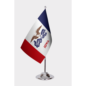 Drapeau de bureau de l'Iowa, style fanion, imprimé numériquement, en coton et polyester, avec mât en aluminium, 3x5 pieds - Product Image 1