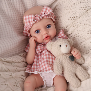 Poupée Babeside <span class=keywords><strong>Dolly</strong></span> 12 pouces, corps entier en silicone, bébé fille réaliste, poupée reborn avec sucette qui maintient la bouche - Product Image 1
