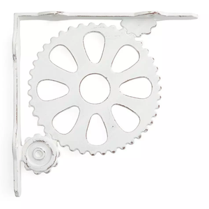 Decorative White Metal <b>Shelf</b> Bracket with Floral Gear Cut Design Strong Support Elegant Style for Modern <b>Wall</b> Shelving Decor - Product Image 1