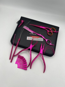 Kit Profesional de Alicates para Extensiones de Cabello, Color Rosa Metálico, Microperlas, Extensiones de Cabello Atadas a Mano, Grado Quirúrgico - Product Image 3