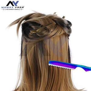 Rasoir de coiffure professionnel en acier inoxydable de qualité supérieure pour la texturation, l'amincissement et la coupe - Finition arc-en-ciel multicolore - Product Image 4