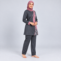 Ensemble de burkinis islamiques 3 pièces pour femmes musulmanes, grande taille, séchage rapide, respirant, uni, ensemble burkini 3 pièces très modeste