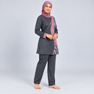 Muslim Women 3-Piece Islamic Burkinis Modest Set <b>Plus</b> <b>Size</b> Quick Dry Breathable Solid High Modest 3 Piece <b>Burkini</b> Set - Product Image 5