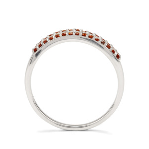Bague en argent sterling plaqué rhodium avec grenat Anthill et zircon blanc 0,51 ct, sertissage géométrique délicat en or jaune - Product Image 3