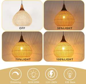 Handwoven Rattan <b>Table</b> Lamp | Boho Wicker Desk Light | Natural Bamboo <b>Bedside</b> Lamp for Living Room & Hotel Decor - Product Image 3