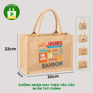Sac de courses en jute Truong Gia 30x22x15cm, imprimé café vietnamien, réutilisable - Product Image 4