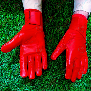 Gants de frappe de baseball et de softball en cuir de vache véritable 100% personnalisables, durables et professionnels, avec sangle rouge réglable - Product Image 1
