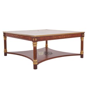 Mesa de Centro Cuadrada de Lujo con Tapa de Mármol Blanco y Elegantes Detalles Dorados Tallados a Mano para Muebles Clásicos de Sala de Estar - Product Image 4