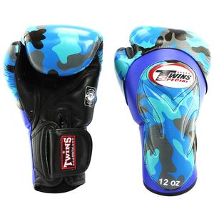 ถุงมือชกมวยลายพรางสีน้ำเงินคู่แฝด ดีไซน์พรีเมียม สำหรับฝึกซ้อมและแข่งขันมวยไทย คิกบ็อกซิ่ง ระดับมืออาชีพ - Product Image 2