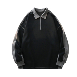 โลโก้ที่กําหนดเอง OEM ขนาดใหญ่เสื้อสวมหัว Unisex แขนยาวปกเสื้อยืดที่กําหนดเองสองโทนเสื้อโปโลแขนยาวฤดูใบไม้ผลิ - Product Image 4