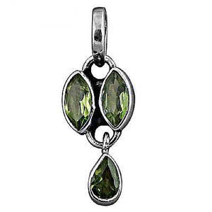 Colgante Geométrico Moderno para Mujer con Plata 925, Oro Rosa de 14K, Diamantes y Baño de Rodio - Joyería con Gema de Peridoto Verde - Product Image 3