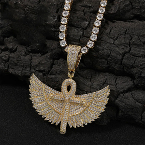 Hip Hop Necklace 925 <b>Sterling</b> <b>Silver</b> Plated with 14k18k Gold Rose Gold VVS Moissanite Wing Design Trendy <b>Women</b> Man Necklaces - Product Image 1