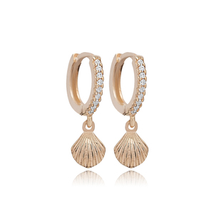 Shell Charm CZ Pierre Dangle Boucles D'oreilles Turc En Gros À La Main 925 Bijoux En Argent Sterling - Product Image 6