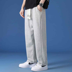 OEM Cotton Men's Sweatpants <b>Plus</b> <b>Size</b> Wide Leg Pants Elastic Waist Drawstring Casual Loose Fit Cotton <b>Black</b> Sweatpants - Product Image 4