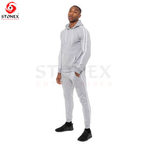 Chándal de entrenamiento de forro polar técnico personalizado para hombre, conjunto de pantalones de chándal con capucha y patrón bordado tejido de Estilo Vintage para correr - Product Image 1