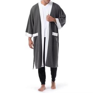 Bata de baño con estampado de logotipo personalizado para hombre, ropa de dormir de algodón, ropa de dormir térmica de talla grande, bata de manga larga de Modal sólida - Product Image 4