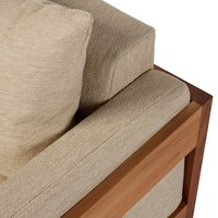Fauteuil de salon de luxe en bois massif avec coussins amovibles, mobilier de patio résistant aux intempéries pour complexe hôtelier, hôtel et bord de piscine