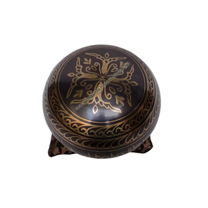 ชามร้องเพลงทรงกลมสีดำพร้อมไม้และเบาะผ้าไหมสำหรับโยคะบรรเทาความเครียดทำด้วยมือคุณภาพระดับพรีเมียม - Product Image 3