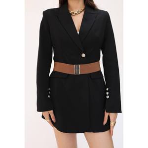 Ceinture élastique pour femme avec boucle de verrouillage, ceinture pour veste, ceinture pour chemise, ceinture pour robe - Tan - Product Image 1