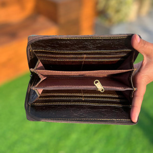 Nouveau véritable cuir de fourrure de vachette sculpture pochette coques de téléphone élégant nouveau Design à la main couleur Turquoise cuir occidental femmes portefeuille - Product Image 6