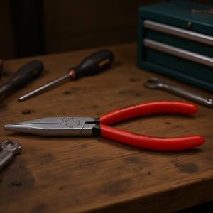 คีมปากยาว Knipex สีดำเคลือบอะโนไดซ์ หัวขัดเงา ด้ามจับเคลือบพลาสติก ปากคีมทรงสี่เหลี่ยมคางหมู - Product Image 3