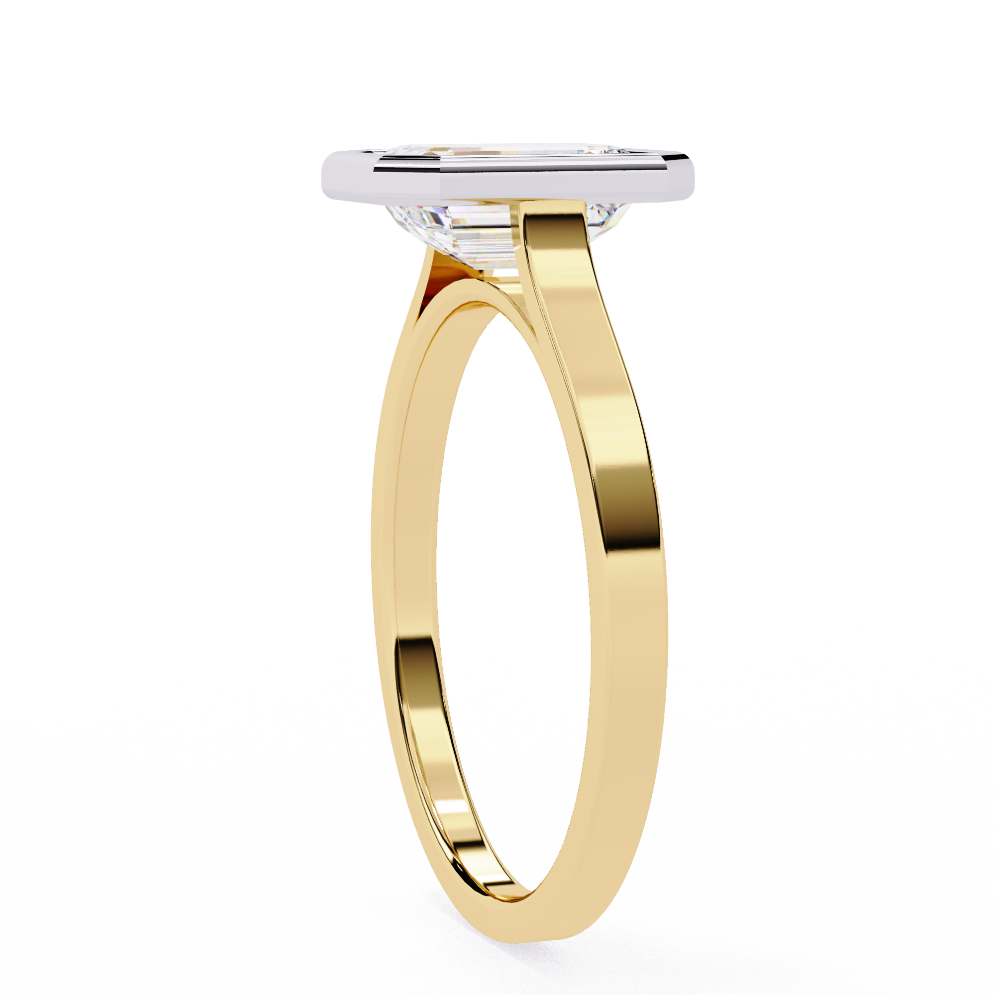 ring lab grown diamond bezel emerald cut