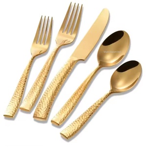 Nouveauté, ensemble de couverts en laiton plaqué or à long manche carré, couverts en acier inoxydable pour la maison, hôtel, mariage, vaisselle - Product Image 3
