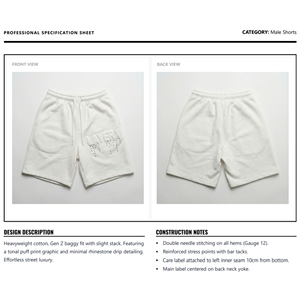 Pantalones Cortos de Algodón Sólido para Hombre, Personalizados con Cristales de Imitación, Estilo Urbano, Corte Cuadrado, para Gimnasio, Baloncesto, Casuales, de Secado Rápido, Fabricante, Venta al por Mayor, OEM - Product Image 6