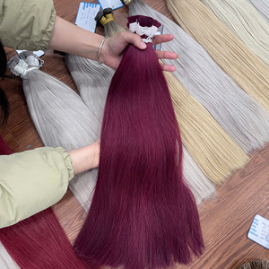 Extensiones de Cabello Natural Remy Vietnamita de la Más Alta Calidad, Suaves y Sedosas, Color Vino Tinto, Naturales, Duraderas - Product Image 1