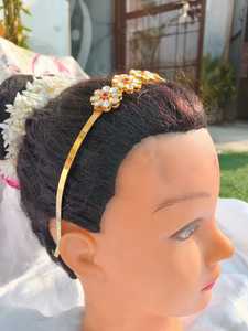 Joyería nupcial pakistaní Kundan Sheesh Phool Tikka Matha Patti banda para el cabello chapada en oro mujeres niñas accesorio étnico para el cabello regalo - Product Image 3