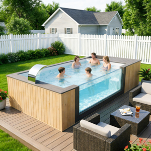 สระว่ายน้ำไฟเบอร์กลาสกลางแจ้งสุดหรู ทนทานต่อรังสียูวีและการกัดกร่อน สีสั่งทำได้ พร้อมติดตั้งในตู้คอนเทนเนอร์ขนาด 20 ฟุต/40 ฟุต - Product Image 5