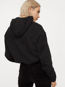 Sudadera con capucha recortada de gran tamaño para mujer, OEM personalizable, sudadera de invierno, cuello con cremallera, parte delantera, informal, letra XS, corto largo - Product Image 2
