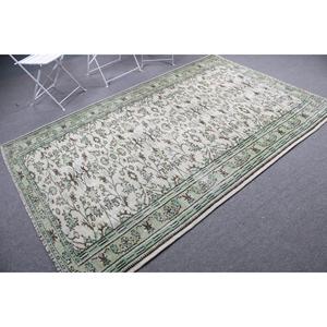 Alfombra de 5.2x8.1 pies, alfombra turca vintage, alfombra de lana con motivos de plantas y árboles verdes - Product Image 2