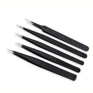 Kit de pinces à épiler incurvées pointues en acier inoxydable avec étui pour extensions de cils personnelles et professionnelles - Product Image 3