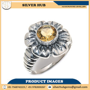 Anillo de Boda de Plata de Ley 925 con Piedra Preciosa de Citrino Redonda, Estilo Antiguo, Joyería Fina, Regalo de San Valentín para Mamá, ODM OEM - Product Image 3