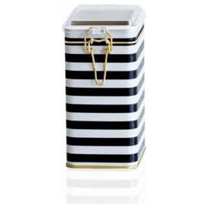 กล่องโลหะทรงสี่เหลี่ยมสาย1L พร้อมฝาปิดโปร่งใสขนาด75X100X150มม. มีลายเส้นสีดำและสีขาว - Product Image 2