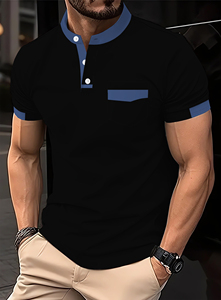 Chemise décontractée d'été pour homme à manches courtes, unie, brodée, avec poche boutonnée, en tissu Dobby, logo personnalisé, ODM, vente en gros, usine - Product Image 2