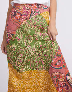 High Quality Ankle-Length <b>Skirt</b> <b>Elastic</b> Waistband On-Trend Tiered Design Side Pockets Comfortable Casual Women Floral Viscose - Product Image 3