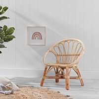 Fauteuil pour enfants en rotin fait main en forme de pomme, style d'Asie du Sud-Est, couleur unie, chaise pour la maison pour les enfants de plus de 4 ans