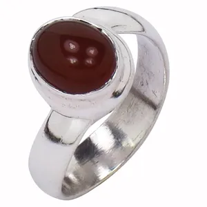 Anillo de Plata 925 para Mujer con Piedra Preciosa de Cornalina, Elegante Joya para Regalo - Product Image 1